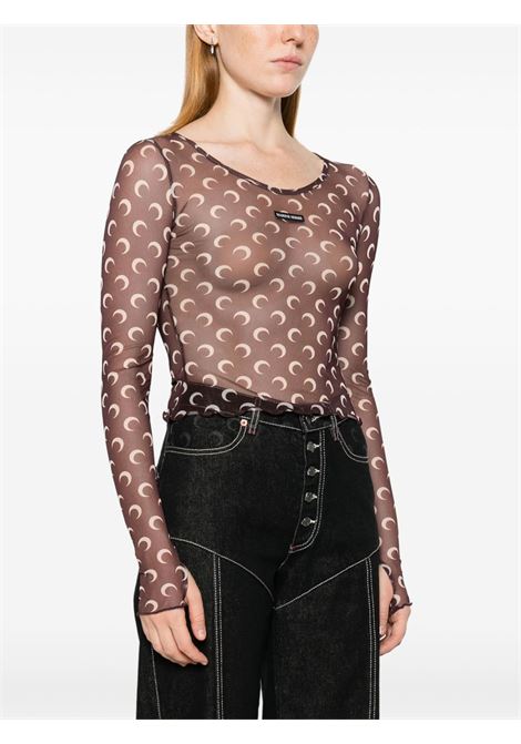 top cropped mesh moon donna marrone MARINE SERRE | WTS012A CJER0054BR30